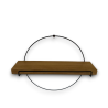 Mensola Tonda in metallo e Piano in Legno con Luce Led - 35x11x40 cm