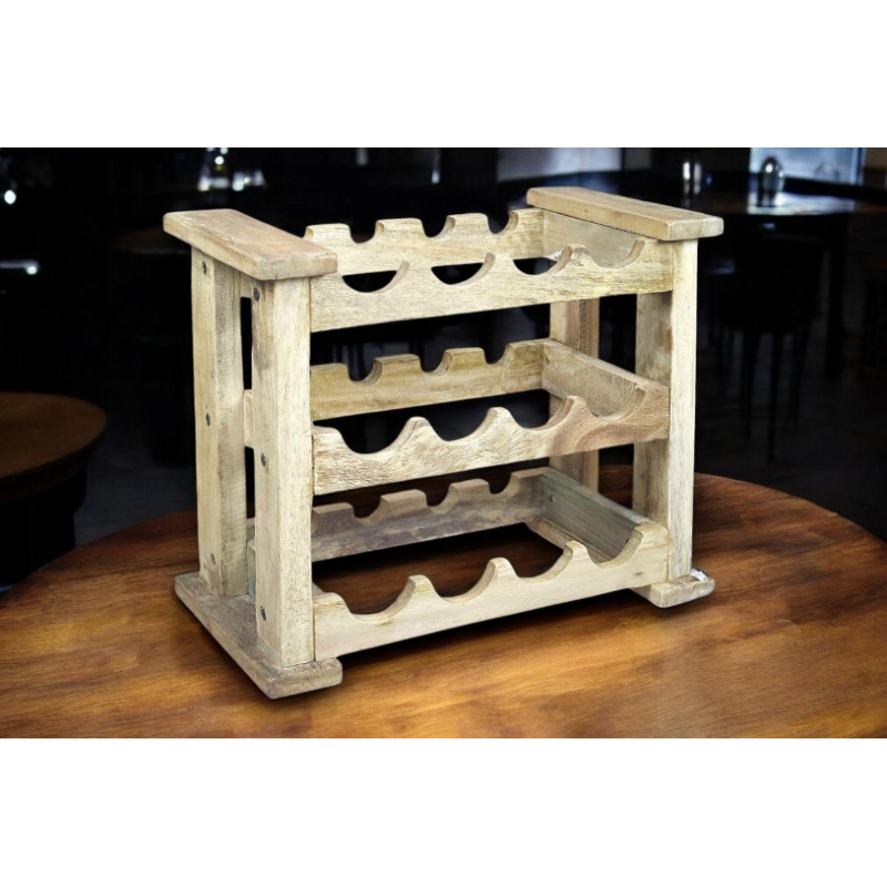 Portabottiglie da 12 Bottiglie in Legno Chiaro 49x28x41 cm