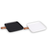 Set 2 Ciotole in Ceramica con Manico in Legno -  Nero e Bianca - 34x25