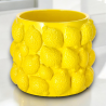 Vaso in Ceramica Giallo - Decorazione Limoni - 20x17 cm