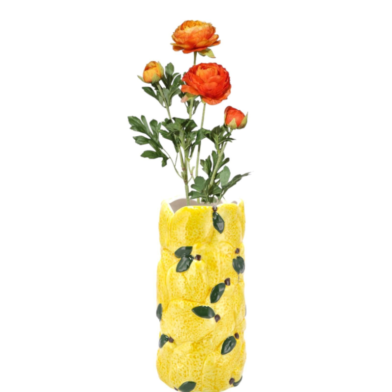 Star - Vaso in Ceramica Decorativo a Forma di Limoni - 11x23 cm