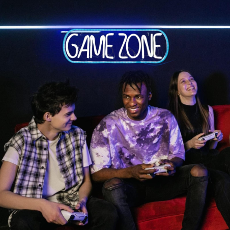 Scritta Luminosa "Game Zone" - Led e Luce Neon - 43x15 cm