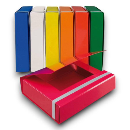 7 Cartelle con Elastico 25x35 - Dorso 7 - Blu, Azzurro, Rosa, Verde, G