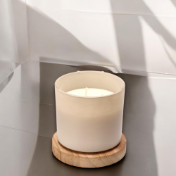 Star - Candela Profumata in Vaso di Vetro con Base in Legno - 13x13 cm