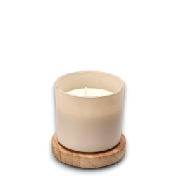Star - Candela Profumata in Vaso di Vetro con Base in Legno - 13x13 cm