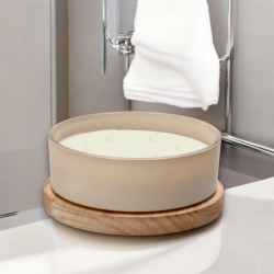 Star - Candela Profumata in Vaso di Vetro con Base in Legno - 20x9 cm