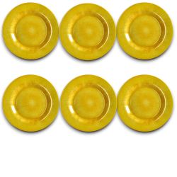 Star - Set di 12 Piatti in Melamina Giallo - 6 Piatti Piani e 6 Piatti