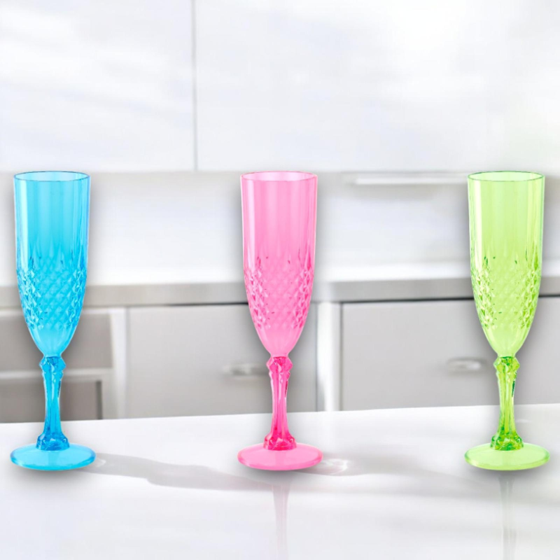 Star - Set 6 Bicchieri Champagne in Plastica Colorata - 6x23 cm