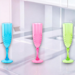 Star - Set 6 Bicchieri Champagne in Plastica Colorata - 6x23 cm