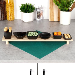 Set di 6 Ciotole in Porcellana con Vassoio in Bamboo - 50x8.5 cm