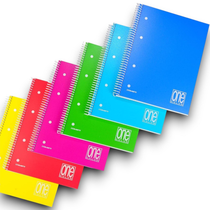 One Color - 6 Quaderni Spiralati Con Fori D'archivio - 80 gr - 81 FF -