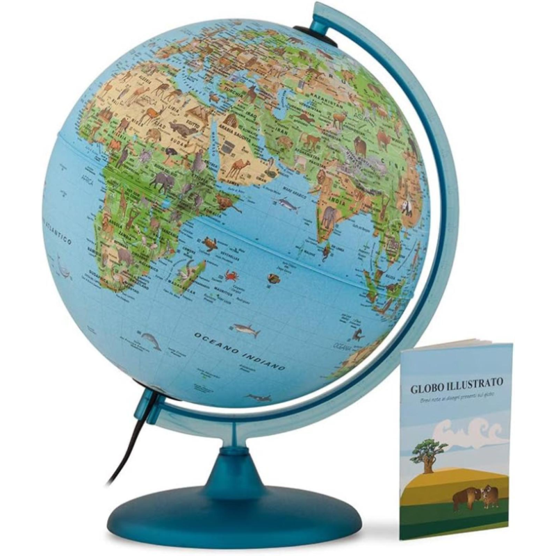 Tecnodidattica - Mappamondo illustrato con animali - 25 cm