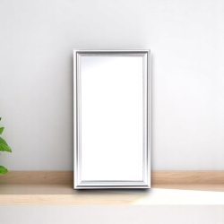 Specchio con cornice in polistirene "Mingx" - 30x60 cm - ARGENTO