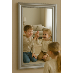 Specchio con cornice in polistirene "Mingx" - 30x60 cm - ARGENTO