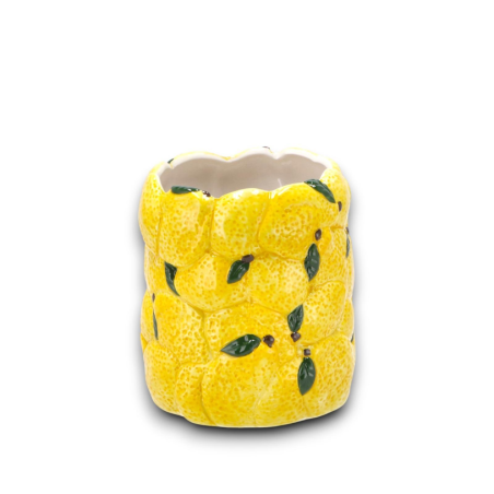 Star - Vaso in Ceramica Decorativo a Forma di Limoni - 13x12.5 cm