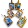 Set 6 Taglieri in Legno e Ceramica - Decorazione con Paesaggio - 30x15