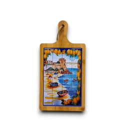 Set 6 Taglieri in Legno e Ceramica - Decorazione con Paesaggio - 30x15