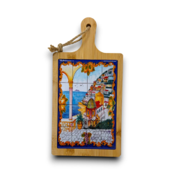 Set 6 Taglieri in Legno e Ceramica - Decorazione con Paesaggio - 30x15