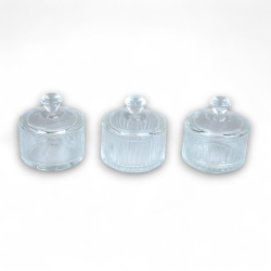 6 Scatoline in Vetro Con Coperchio - 6x7 cm - 3 Modelli Diversi - 90 M