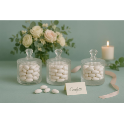 6 Scatoline in Vetro Con Coperchio - 6x7 cm - 3 Modelli Diversi - 90 M