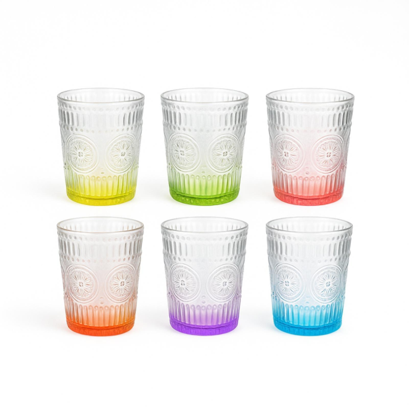Set di 6 Bicchieri in Vetro - Colorato - 280 Ml - 10x8x8 cm