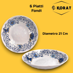 Set Tavola Melamina - 15 Pezzi - 6 Piatti Piani, 6 Fondi, 3 Insalatier