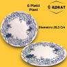 Set Tavola Melamina - 15 Pezzi - 6 Piatti Piani, 6 Fondi, 3 Insalatier