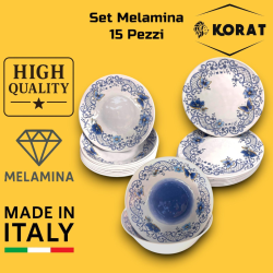 Set Tavola Melamina - 15 Pezzi - 6 Piatti Piani, 6 Fondi, 3 Insalatier