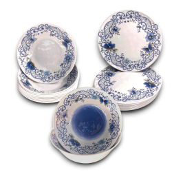 Set Tavola Melamina - 15 Pezzi - 6 Piatti Piani, 6 Fondi, 3 Insalatier