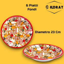 Set Tavola Melamina - 16 Pezzi - 6 Piatti Piani, 6 Fondi, 4 Ciotoline 