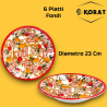 Set Tavola Melamina - 16 Pezzi - 6 Piatti Piani, 6 Fondi, 4 Ciotoline 