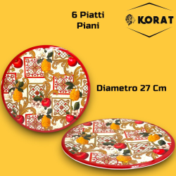 Set Tavola Melamina - 16 Pezzi - 6 Piatti Piani, 6 Fondi, 4 Ciotoline 