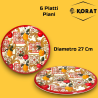 Set Tavola Melamina - 16 Pezzi - 6 Piatti Piani, 6 Fondi, 4 Ciotoline 