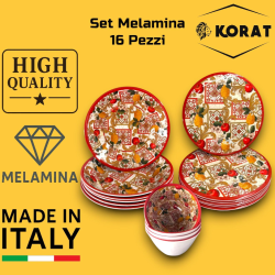 Set Tavola Melamina - 16 Pezzi - 6 Piatti Piani, 6 Fondi, 4 Ciotoline 