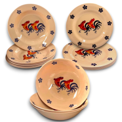 Set Tavola Melamina - 15 Pezzi - 6 Piatti Piani, 6 Fondi, 3 Insalatier