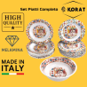 Set Tavola Melamina - 25 Pezzi - 12 Piatti Piani, 12 Fondi, 1 Insalati