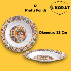 Set Tavola Melamina - 25 Pezzi - 12 Piatti Piani, 12 Fondi, 1 Insalati