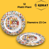 Set Tavola Melamina - 25 Pezzi - 12 Piatti Piani, 12 Fondi, 1 Insalati