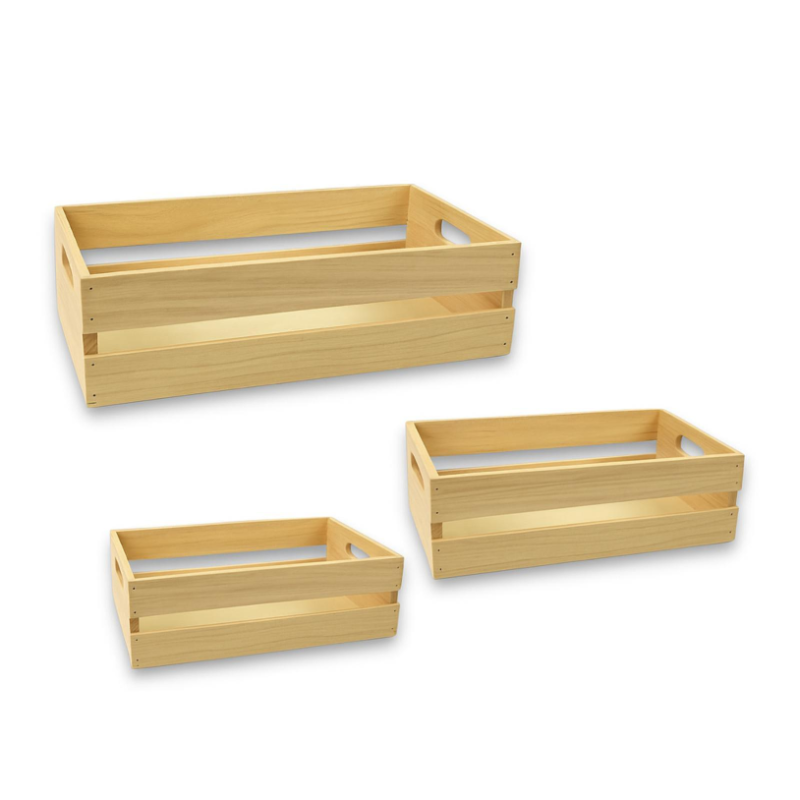  Set 3 Cassette in Legno Bianco Impilabili, misure 22x12x7cm, 26x16x8,
