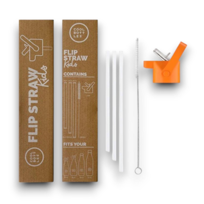 Cool Bottles - Kit Tappo con Cannucce e Scovolino - Arancione