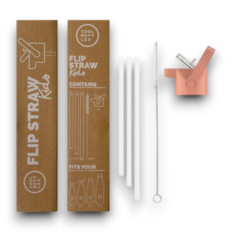 Cool Bottles - Kit Tappo con Cannucce e Scovolino - Corallo