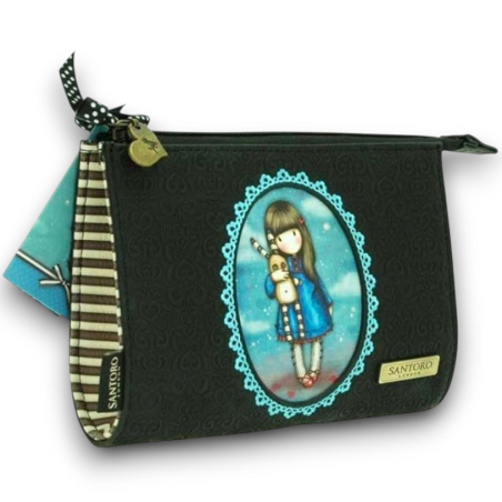 Santoro - Pochette Gorjuss - Hush Little Bunny - Nera - 18x12x5 cm