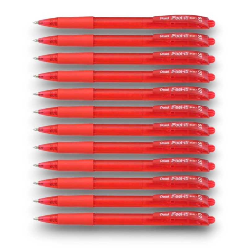 Pentel Feel It - 12 Penne a sfera - Rosso - 0.7 mm