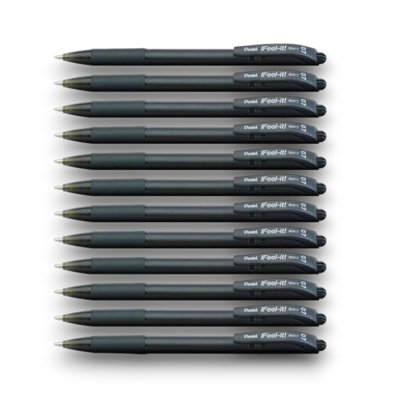 Pentel Feel It -  12 Penna a sfera - Nero - 0.7 mm