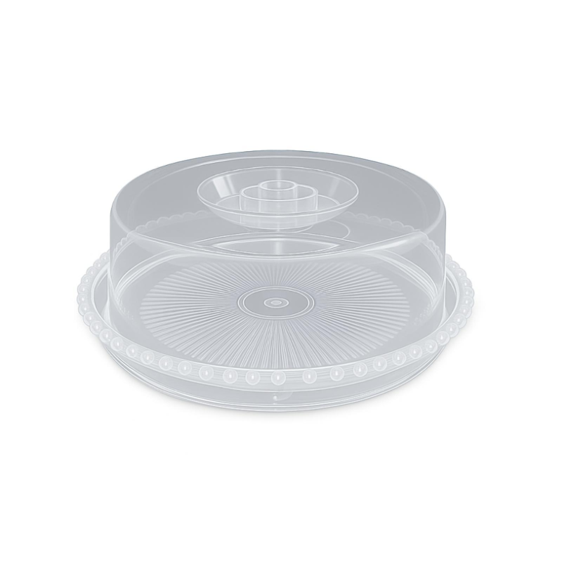 Vassoio in Plastica Decorato con Coperchio - 23 cm