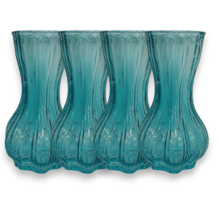 Set di 4 Vasi in Vetro - 15 cm - Celeste 