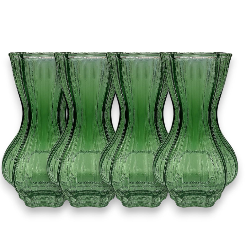 Set di 4 Vasi in Vetro - 15 cm - Verde