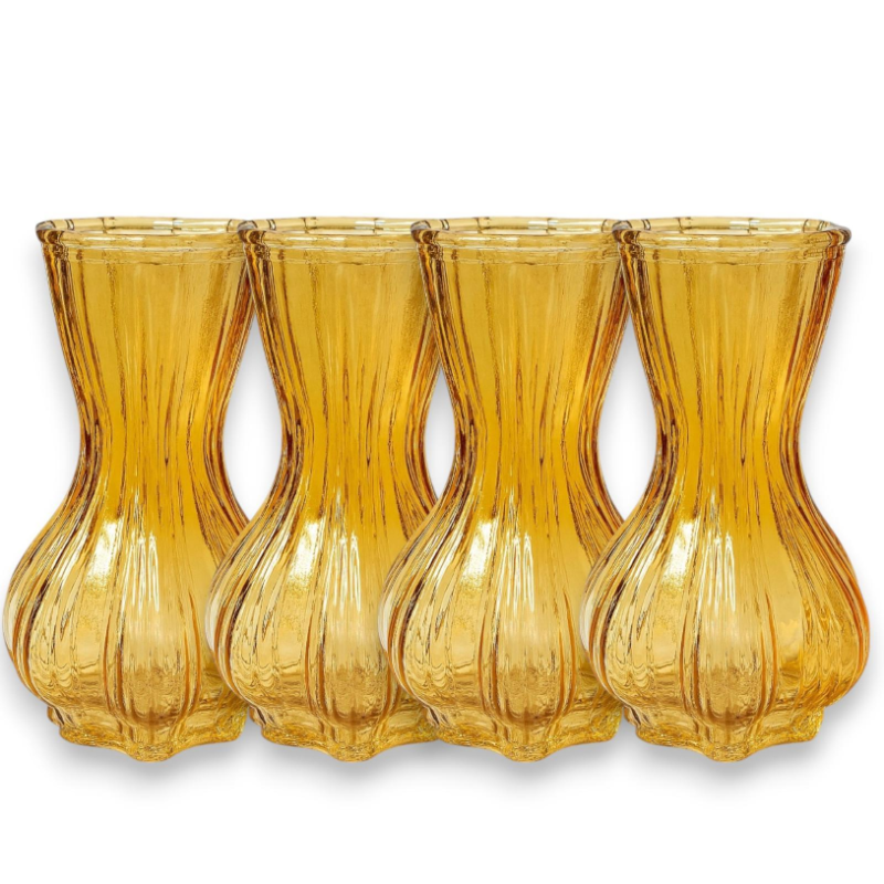 Set di 4 Vasi In Vetro - 15 cm - Arancione