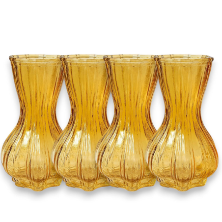 Set di 4 Vasi In Vetro - 15 cm - Arancione