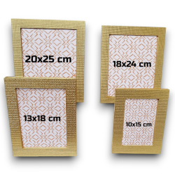 Set di 4 Cornici Per Foto - Oro Fantasia Quadretti - 10x15 cm - 13x18 